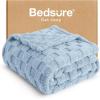imageBedsure GentleSoft Sage Green Throw Blanket for Couch  Checkered Fleece Blankets Gifts for Women Men Girls Cute Soft Cozy Throw for Bedroom Home Decor Gifts 50x60 InchesSea Blue