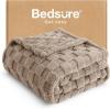 imageBedsure GentleSoft Sage Green Throw Blanket for Couch  Checkered Fleece Blankets Gifts for Women Men Girls Cute Soft Cozy Throw for Bedroom Home Decor Gifts 50x60 InchesLight Taupe