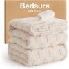 imageBedsure GentleSoft Sage Green Throw Blanket for Couch  Checkered Fleece Blankets Gifts for Women Men Girls Cute Soft Cozy Throw for Bedroom Home Decor Gifts 50x60 InchesLight Beige