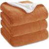 imageBedsure GentleSoft Sherpa Fleece Blankets Queen Size for Bed  Thick and Warm Soft Fuzzy Plush Queen Blanket for Winter Navy 90x90 Inches0  Burnt Orange
