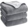imageBedsure GentleSoft Sherpa Fleece Blankets Queen Size for Bed  Thick and Warm Soft Fuzzy Plush Queen Blanket for Winter Navy 90x90 Inches01  Grey