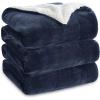 imageBedsure GentleSoft Sherpa Fleece Blankets Queen Size for Bed  Thick and Warm Soft Fuzzy Plush Queen Blanket for Winter Navy 90x90 Inches03  Navy