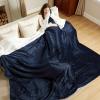 imageBedsure GentleSoft Sherpa Fleece Blankets Queen Size for Bed  Thick and Warm Soft Fuzzy Plush Queen Blanket for Winter Navy 90x90 Inches03  Navy