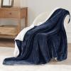 imageBedsure GentleSoft Sherpa Fleece Blankets Queen Size for Bed  Thick and Warm Soft Fuzzy Plush Queen Blanket for Winter Navy 90x90 Inches03  Navy