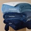 imageBedsure GentleSoft Sherpa Fleece Blankets Queen Size for Bed  Thick and Warm Soft Fuzzy Plush Queen Blanket for Winter Navy 90x90 Inches03  Washed Blue