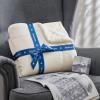 imageBedsure GentleSoft Sherpa Fleece Blankets Queen Size for Bed  Thick and Warm Soft Fuzzy Plush Queen Blanket for Winter Navy 90x90 Inches06  Cream