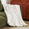 imageBedsure GentleSoft Sherpa Fleece Blankets Queen Size for Bed  Thick and Warm Soft Fuzzy Plush Queen Blanket for Winter Navy 90x90 Inches06  Cream