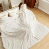 imageBedsure GentleSoft Sherpa Fleece Blankets Queen Size for Bed  Thick and Warm Soft Fuzzy Plush Queen Blanket for Winter Navy 90x90 Inches06  Cream