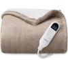 imageBedsure Heated Blanket Throw Blanket  Fast Heating Electric Blanket GentleSoft Flannel Heated Throw with 4 Time Settings 6 Heating Settings Warm Gifts for Grandma 50x60 inches Grey04  Taupe