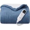 imageBedsure Heated Blanket Throw Blanket  Fast Heating Electric Blanket GentleSoft Flannel Heated Throw with 4 Time Settings 6 Heating Settings Warm Gifts for Grandma 50x60 inches Grey05  Blue
