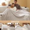 imageBedsure Heated Blanket Throw Blanket  Fast Heating Electric Blanket GentleSoft Flannel Heated Throw with 4 Time Settings 6 Heating Settings Warm Gifts for Grandma 50x60 inches Grey02  Cream