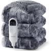 imageBedsure Heated Blanket Throw Blanket  Fast Heating Electric Blanket GentleSoft Flannel Heated Throw with 4 Time Settings 6 Heating Settings Warm Gifts for Grandma 50x60 inches Grey24  Grey