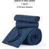 imageBedsure King Quilt Set  Ultra Soft Quilt Bedding Set for Green Bedroom Decor Lightweight AllSeason King Size Comforter with 2 Pillow Shams Dark Green Summer Bedspread Coverlet 106x96 Inch27  Navy  Geometric