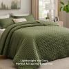 imageBedsure King Quilt Set  Ultra Soft Quilt Bedding Set for Green Bedroom Decor Lightweight AllSeason King Size Comforter with 2 Pillow Shams Dark Green Summer Bedspread Coverlet 106x96 Inch07  Olive Green  Clover