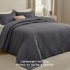 imageBedsure King Quilt Set  Ultra Soft Quilt Bedding Set for Green Bedroom Decor Lightweight AllSeason King Size Comforter with 2 Pillow Shams Dark Green Summer Bedspread Coverlet 106x96 Inch10  Charcoal  Clover
