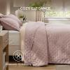 imageBedsure King Quilt Set  Ultra Soft Quilt Bedding Set for Green Bedroom Decor Lightweight AllSeason King Size Comforter with 2 Pillow Shams Dark Green Summer Bedspread Coverlet 106x96 Inch12  Dusty Rose  Clover