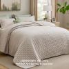 imageBedsure King Quilt Set  Ultra Soft Quilt Bedding Set for Green Bedroom Decor Lightweight AllSeason King Size Comforter with 2 Pillow Shams Dark Green Summer Bedspread Coverlet 106x96 Inch08  Natural  Clover