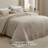 imageBedsure King Quilt Set  Ultra Soft Quilt Bedding Set for Green Bedroom Decor Lightweight AllSeason King Size Comforter with 2 Pillow Shams Dark Green Summer Bedspread Coverlet 106x96 Inch14  Taupe  Clover