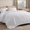 imageBedsure King Quilt Set  Ultra Soft Quilt Bedding Set for Green Bedroom Decor Lightweight AllSeason King Size Comforter with 2 Pillow Shams Dark Green Summer Bedspread Coverlet 106x96 Inch01  White  Clover