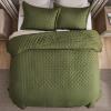 imageBedsure King Quilt Set  Ultra Soft Quilt Bedding Set for Green Bedroom Decor Lightweight AllSeason King Size Comforter with 2 Pillow Shams Dark Green Summer Bedspread Coverlet 106x96 Inch07  Olive Green  Clover