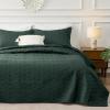 imageBedsure King Quilt Set  Ultra Soft Quilt Bedding Set for Green Bedroom Decor Lightweight AllSeason King Size Comforter with 2 Pillow Shams Dark Green Summer Bedspread Coverlet 106x96 Inch28  Dark Green  Geometric