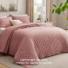 imageBedsure King Quilt Set  Ultra Soft Quilt Bedding Set for Green Bedroom Decor Lightweight AllSeason King Size Comforter with 2 Pillow Shams Dark Green Summer Bedspread Coverlet 106x96 Inch06  Grayish Pink  Clover
