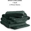 imageBedsure King Quilt Set  Ultra Soft Quilt Bedding Set for Green Bedroom Decor Lightweight AllSeason King Size Comforter with 2 Pillow Shams Dark Green Summer Bedspread Coverlet 106x96 Inch28  Dark Green  Geometric