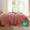 imageBedsure King Quilt Set  Ultra Soft Quilt Bedding Set for Green Bedroom Decor Lightweight AllSeason King Size Comforter with 2 Pillow Shams Dark Green Summer Bedspread Coverlet 106x96 Inch23  Grayish Pink  Leaf