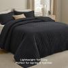imageBedsure King Quilt Set  Ultra Soft Quilt Bedding Set for Green Bedroom Decor Lightweight AllSeason King Size Comforter with 2 Pillow Shams Dark Green Summer Bedspread Coverlet 106x96 Inch18  Black  Clover