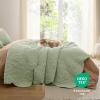 imageBedsure King Quilt Set  Ultra Soft Quilt Bedding Set for Green Bedroom Decor Lightweight AllSeason King Size Comforter with 2 Pillow Shams Dark Green Summer Bedspread Coverlet 106x96 Inch22  Desert Sage  Leaf