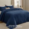 imageBedsure King Quilt Set  Ultra Soft Quilt Bedding Set for Green Bedroom Decor Lightweight AllSeason King Size Comforter with 2 Pillow Shams Dark Green Summer Bedspread Coverlet 106x96 Inch17  Navy  Clover