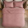 imageBedsure King Quilt Set  Ultra Soft Quilt Bedding Set for Green Bedroom Decor Lightweight AllSeason King Size Comforter with 2 Pillow Shams Dark Green Summer Bedspread Coverlet 106x96 Inch06  Grayish Pink  Clover