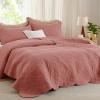 imageBedsure King Quilt Set  Ultra Soft Quilt Bedding Set for Green Bedroom Decor Lightweight AllSeason King Size Comforter with 2 Pillow Shams Dark Green Summer Bedspread Coverlet 106x96 Inch23  Grayish Pink  Leaf