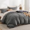 imageBedsure Luxury Waffle Duvet Cover Queen Size  Textured Duvet Cover Set Soft Breathable Bedding Set 90quotx90quot with 2 Pillow Shams for All Season Linen Comforter Not Included04  Dark Grey No Comforter