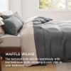 imageBedsure Luxury Waffle Duvet Cover Queen Size  Textured Duvet Cover Set Soft Breathable Bedding Set 90quotx90quot with 2 Pillow Shams for All Season Linen Comforter Not Included04  Dark Grey No Comforter