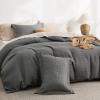 imageBedsure Luxury Waffle Duvet Cover Queen Size  Textured Duvet Cover Set Soft Breathable Bedding Set 90quotx90quot with 2 Pillow Shams for All Season Linen Comforter Not Included04  Dark Grey No Comforter