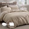 imageBedsure Luxury Waffle Duvet Cover Queen Size  Textured Duvet Cover Set Soft Breathable Bedding Set 90quotx90quot with 2 Pillow Shams for All Season Linen Comforter Not Included03  Khaki No Comforter