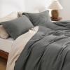 imageBedsure Luxury Waffle Duvet Cover Queen Size  Textured Duvet Cover Set Soft Breathable Bedding Set 90quotx90quot with 2 Pillow Shams for All Season Linen Comforter Not Included04  Dark Grey No Comforter