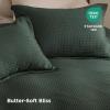 imageBedsure Luxury Waffle Duvet Cover Queen Size  Textured Duvet Cover Set Soft Breathable Bedding Set 90quotx90quot with 2 Pillow Shams for All Season Linen Comforter Not Included02  Forest Green No Comforter