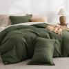 imageBedsure Luxury Waffle Duvet Cover Queen Size  Textured Duvet Cover Set Soft Breathable Bedding Set 90quotx90quot with 2 Pillow Shams for All Season Linen Comforter Not Included07  Olive Green No Comforter