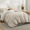 imageBedsure Luxury Waffle Duvet Cover Queen Size  Textured Duvet Cover Set Soft Breathable Bedding Set 90quotx90quot with 2 Pillow Shams for All Season Linen Comforter Not Included06  Linen No Comforter