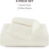 imageBedsure Luxury Waffle Duvet Cover Queen Size  Textured Duvet Cover Set Soft Breathable Bedding Set 90quotx90quot with 2 Pillow Shams for All Season Linen Comforter Not Included05  Irovy White No Comforter