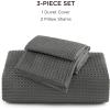 imageBedsure Luxury Waffle Duvet Cover Queen Size  Textured Duvet Cover Set Soft Breathable Bedding Set 90quotx90quot with 2 Pillow Shams for All Season Linen Comforter Not Included04  Dark Grey No Comforter