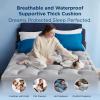 imageBedsure Mattress Topper Queen  Pillow Top Queen Mattress Protector with 821 Inches Deep Pocket 800 GSM Extra Thick Waterproof Bed Pad Fitted Soft Cover Bed for Home Bedroom Hotel  WhiteGray
