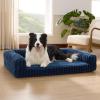 imageBedsure Orthopedic Dog Beds Large Sized Dog Waterproof Memory Foam Pet Bed with Sides NonSlip Bottom and EggCrate Foam Large Pet Couch Sofa with Washable Removable Corduroy Cover CreamBlue
