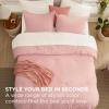 imageBedsure Queen Comforter Set  7 Pieces Sage Green Queen Bedding Set for All Seasons Boho Contrasting Design Bed in a Bag with Comforter Sheets Pillowcases ampamp Shams14  Light PinkIvory