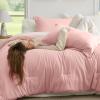 imageBedsure Queen Comforter Set  7 Pieces Sage Green Queen Bedding Set for All Seasons Boho Contrasting Design Bed in a Bag with Comforter Sheets Pillowcases ampamp Shams14  Light PinkIvory