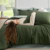 imageBedsure Queen Comforter Set  7 Pieces Sage Green Queen Bedding Set for All Seasons Boho Contrasting Design Bed in a Bag with Comforter Sheets Pillowcases ampamp Shams08  Olive GreenSage Green