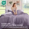 imageBedsure Queen Comforter Set  7 Pieces Sage Green Queen Bedding Set for All Seasons Boho Contrasting Design Bed in a Bag with Comforter Sheets Pillowcases ampamp Shams10  Grayish PurpleLavender