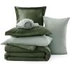 imageBedsure Queen Comforter Set  7 Pieces Sage Green Queen Bedding Set for All Seasons Boho Contrasting Design Bed in a Bag with Comforter Sheets Pillowcases ampamp Shams08  Olive GreenSage Green